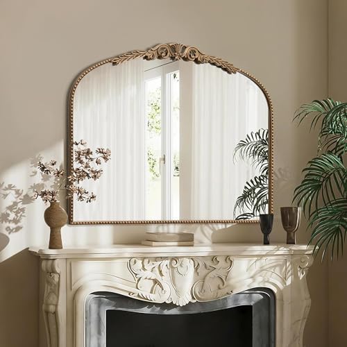 Besdomus Large Vintage Arched Mirror: 36"x29" French Gold Bathroom Mirror - Image 6