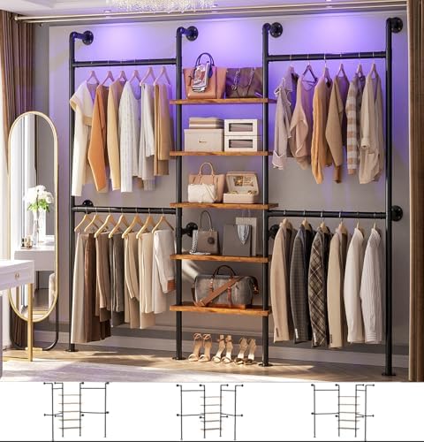 Aheaplus Industrial Pipe Clothing Rack, 6.42FT Closet Organizer System by Aheaplus