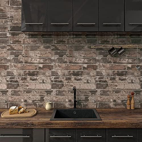 VaryPaper Vintage Brown Brick Wallpaper Peel and Stick 3D Textured Brick - Image 2