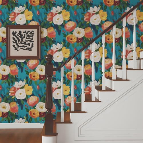 17.7" x 197" Boho Floral Peel and Stick Wallpaper Vintage Flower Contact Paper - Image 4