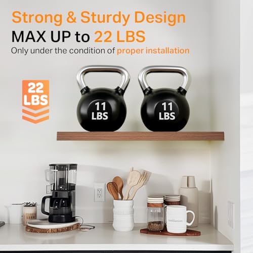 BAYKA Walnut-Like Floating Shelves 15.7in, 3 Pack, Wall Mounted Wall Decor - Image 4
