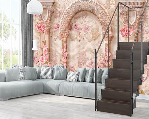 XMPMBM-3d Floral Fabric Wallpaper Pink Peony Bedroom Bathroom wall Mural-W 154" - Image 3