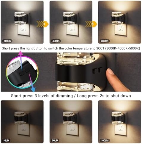 JandCase LED Night Light, Bubble Night Lights Plug into Wall Auto, 3 Color - Image 2