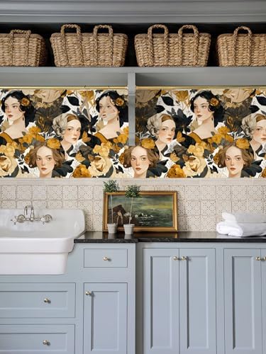 Vintage Floral Portrait Peel and Stick Wallpaper, Butterfly Wallpaper - Image 5