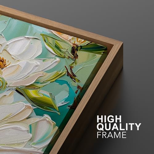 MUDECOR Framed Canvas Print Wall Art Abstract Magnolia Flower Teal Green - Image 6