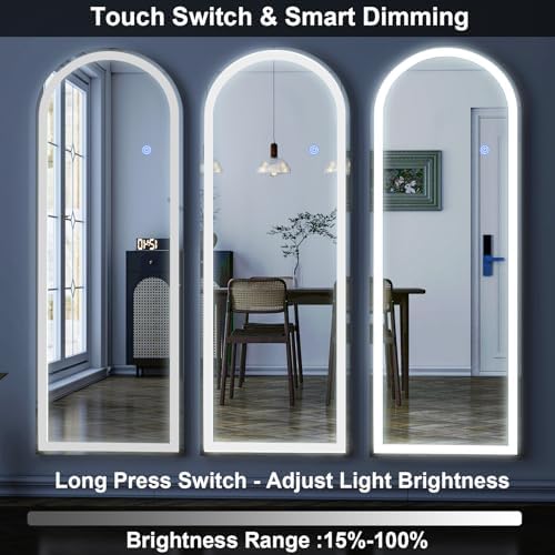 GLSLAND 20"x56" Arched Full Length Mirror LED Lighted Floor Standing Mirror - Image 3