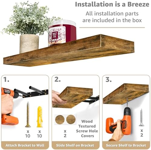 Sorbus Floating Shelves for Wall, Wood Wall Storage - Image 5