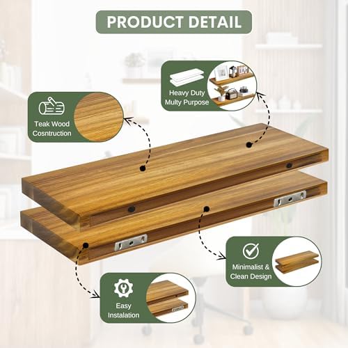 Teak Wood Floating Shelves Perfect - Image 5