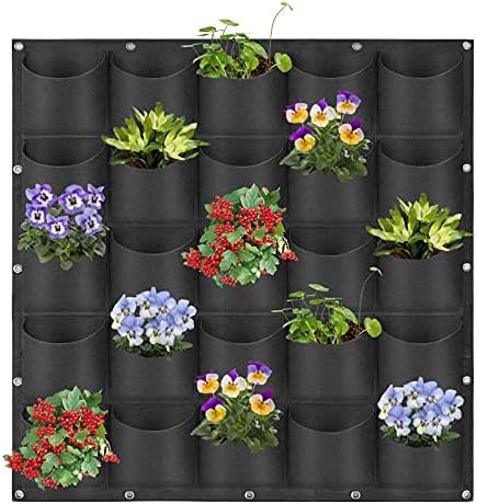 25 Pockets Hanging Planter Bags, Hanging Vertical Wall Mounted Plant Planting by Pehciroe