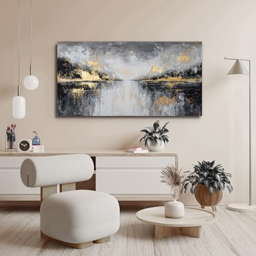 YISXINOAG Black Gold Abstract Wall Art Modern Canvas Artwork Print 20"X40" - Image 4