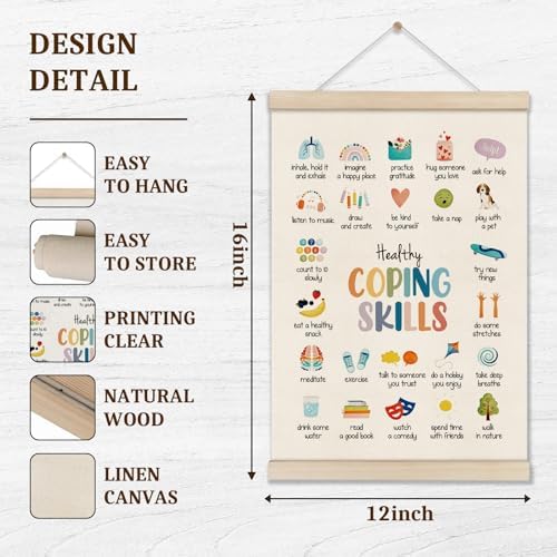 Mental Health Poster Hanger Frame, Healthy Coping Skills Poster, 12x16 Inch - Image 2