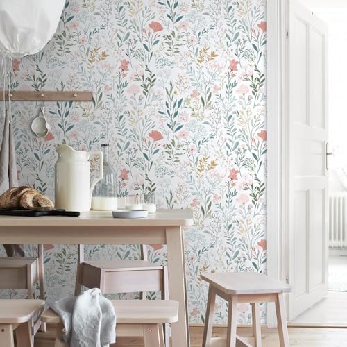 Froluya Wildflower Peel and Stick Wallpaper Pink Boho Floral Contact Paper - Image 4