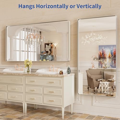 WEER Brushed Nickel Bathroom Vanity Mirror 60X30 Inch - Image 5