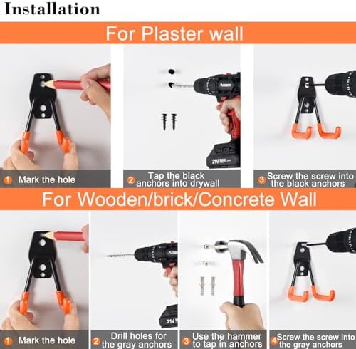 AOBEN 24PCS Garage Hooks, Heavy Duty Double Garage Hanger Organizer Wall Mount - Image 5