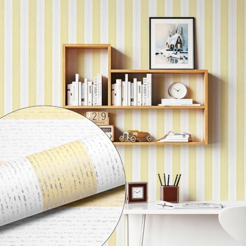 Yellow Stripe Peel and Stick Wallpaper 15.7" x 1180" - Image 3