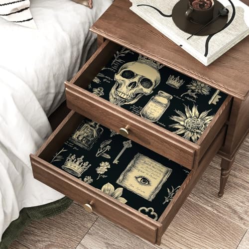 Laatse Gothic Black Beige Skull Floral Wallpaper Peel and Stick 17.5"x393" - Image 6