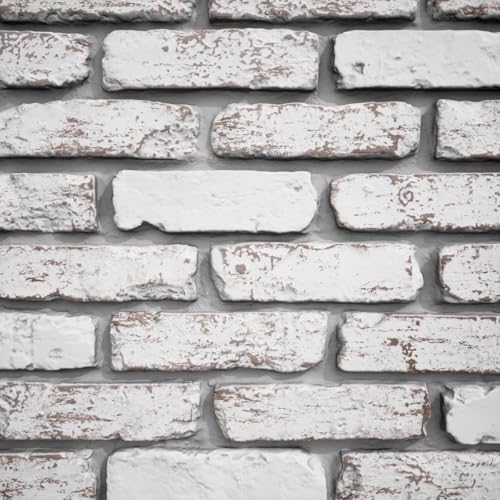 EverStone Aged Brick Faux Brick Panel, 46 7/8"W x 27"H x 1 1/4"D, Rustic White - Image 2
