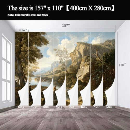 Lush Ancient Trees and shrubs Landscape Oil Painting Style self-Adhesive Mural - Image 3