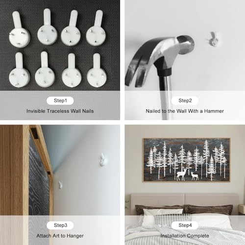 Celestdeco Modern White Forest Framed Canvas Wall Art Set, Minimalist Woodland - Image 6