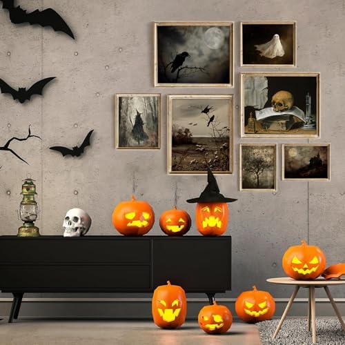 uniro 7Pcs Halloween Dark Retro Wall Art Prints, Gothic Aesthetic Paper Posters - Image 5