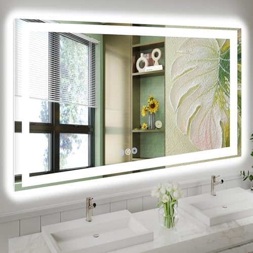 55x36 LED Bathroom Mirror, Separate Front and Back Lights by GreatMirrorTalksItself