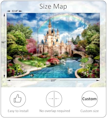 Bormia Kids Castle Peel and Stick Wall Murals Wallpaper - Image 3