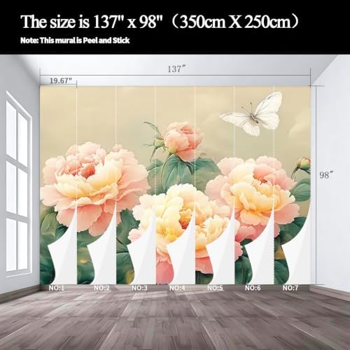 Poetic and Dreamlike Peony Flower Illustration Style self-Adhesive murals - Image 3