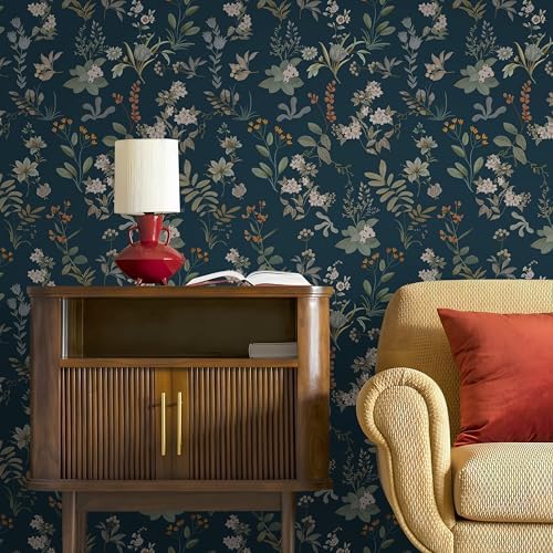 Wallpaper Peel and Stick Dark Floral Wallpaper Vintage Wall Paper - Image 3