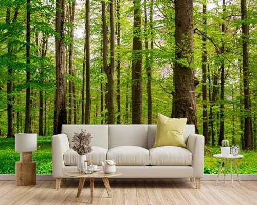 -Green Forest Landscapes Woodland Tree Fabric Wallpaper Living Room Bedroom - Image 2