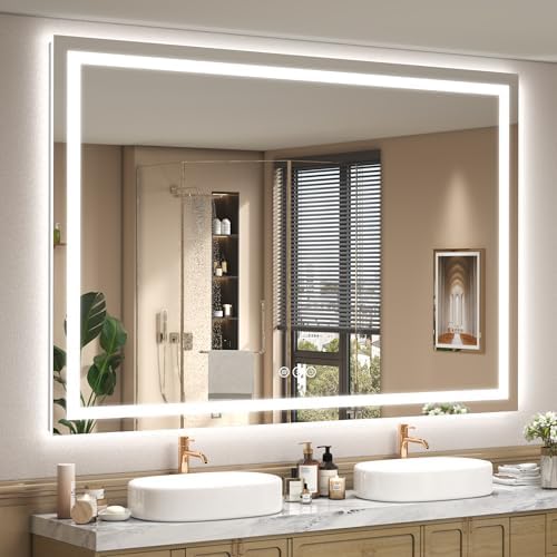 60x48 LED Lighted Bathroom Mirror by ODDSANMirrors