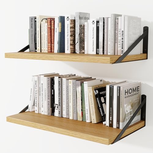 Deep Wall Shelves 24"W x 12"D Engineered Wood Floating Shelves by Venusmiles