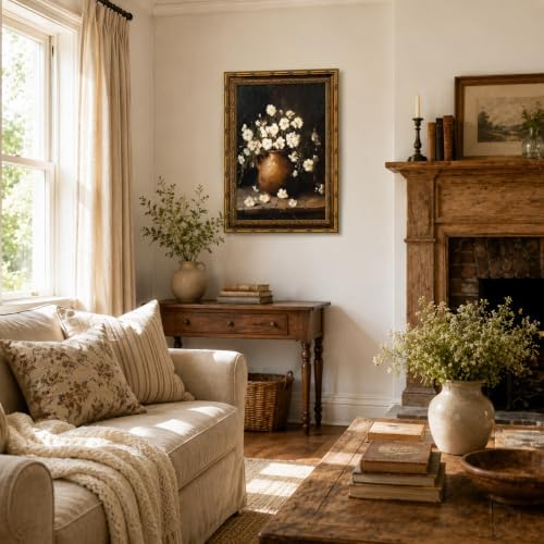 Vintage White Flower Canvas Wall Art - Image 4