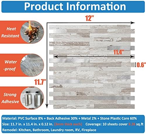 DICOFUN 10-Sheet Peel and Stick Backsplash Tile, 9.4 sq.ft - Image 4
