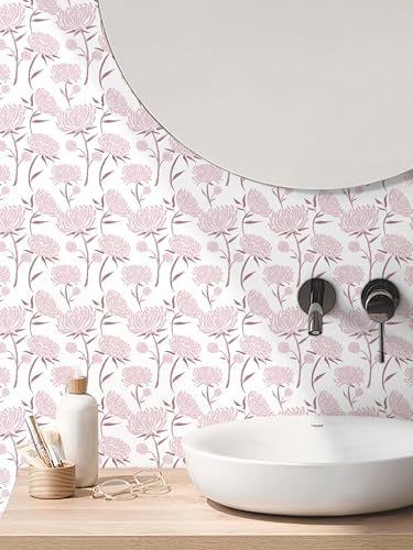 Hopepak Peel and Stick Wallpaper Floral Contact Paper Pink Wall Paper Modern - Image 4