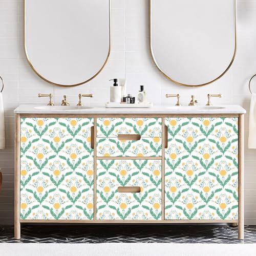 Vintage Floral Wallpaper Yellow, Botanical Removable Peel and Stick Wallpaper - Image 7