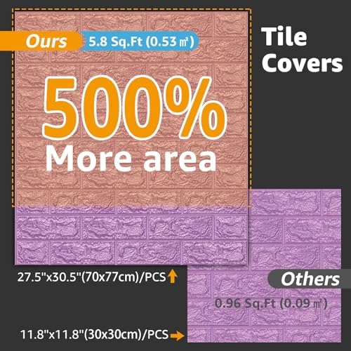 Art3d 5-Pack Peel and Stick Faux Brick Foam 3D Wall Panels, 29 sq.ft - Image 2