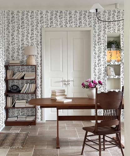 Heroad Grey Wallpaper Vintage Peel and Stick Wallpaper Leaf Contact Paper - Image 5