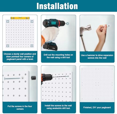 4 Pack Steel Peg Board, Universal 1/8 and 1/4 Pegboard Accessories, Office - Image 4