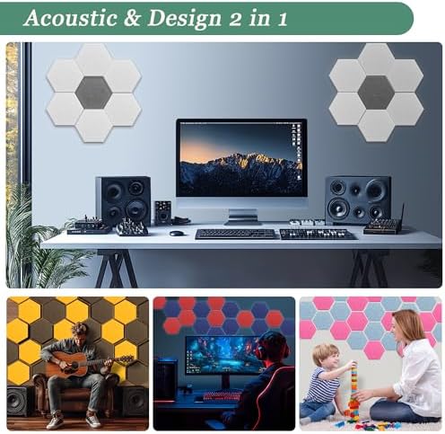 Hexagon Acoustic Panels, 12 Pack Self-Adhesive Sound Panels - Image 6