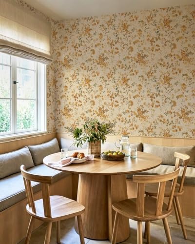 Dimoon Boho Peel and Stick Wallpaper Brown Floral Contact Paper 17.3x394in - Image 4