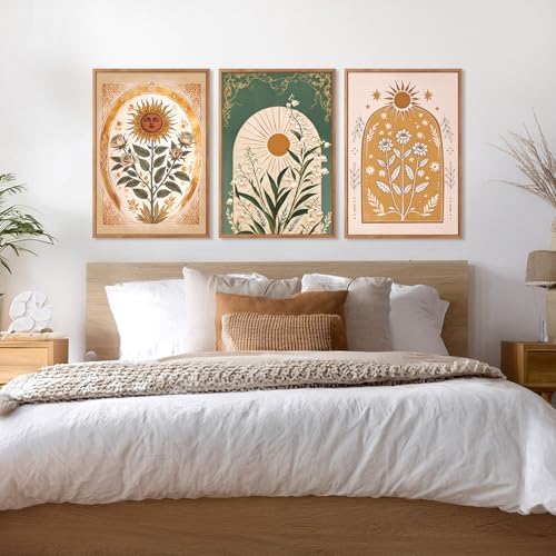 CHDITB Bohemian Floral Framed Canvas Wall Art Set, Nature Inspired Wall Decor - Image 2