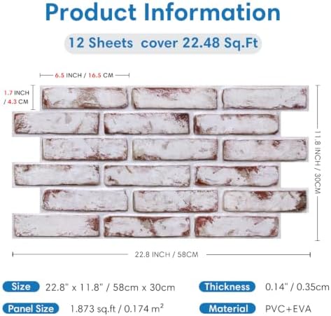 COMSTICKC 3D Faux Brick Wall Panels Peel and Stick Decorative Tiles Sticker - Image 5