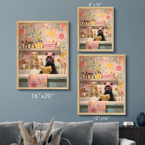 Funny Elegant Cat Wall Art Print Cat Lady In The Bathtub Poster Canvas Art Wall - Image 6