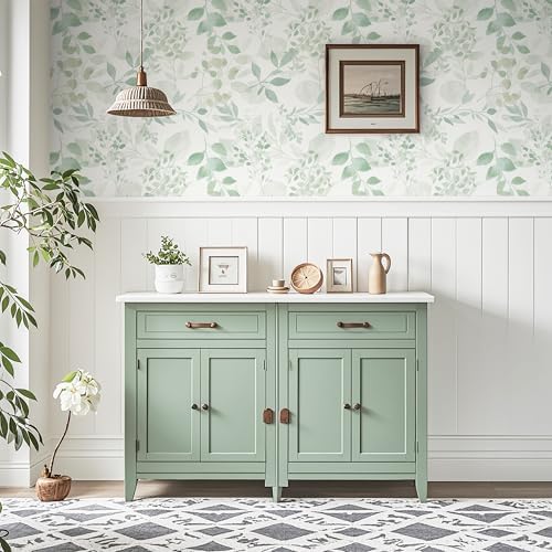 Safiyya Light Green Leaf Wallpaper Peel and Stick Wall Paper Modern Boho - Image 3