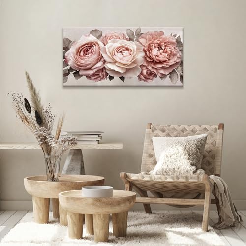 TAIJXAGSG Canvas Art Wall Decor Pink Flowers Print Paintings Flower White Wall - Image 5