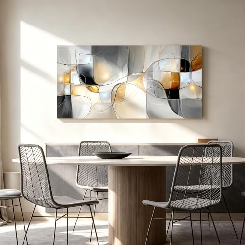 I@U Geometric Abstract Wall Art Decor Modern Gray White Wall Art Prints Canvas - Image 6