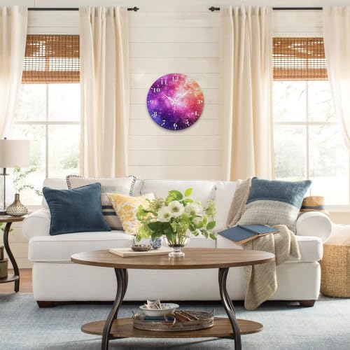 12" Silent Wall Clock, Round Wall Clock, Colorful Starry Sky - Image 4