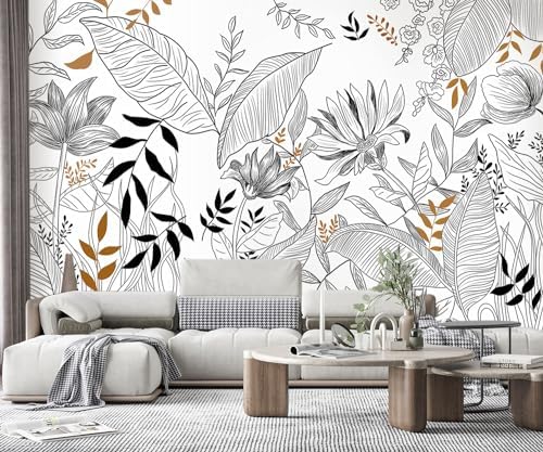YQWDMX -Hand-Painted Flower Plant Fabric Wallpaper Simple Art Living Room 180" - Image 2