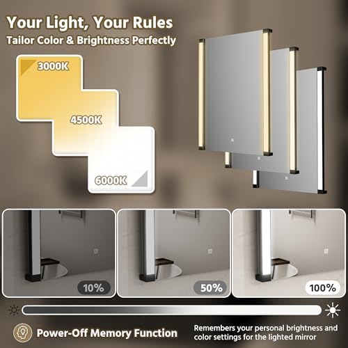 28" Wx36 H LED Mirror for Bathroom Vanity Mirror, 270° Rotatable LED Arms for - Image 4