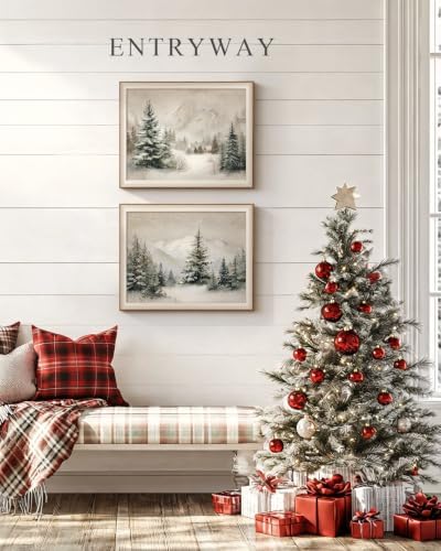 VIYYIEA Framed Christmas Snow Forest Landscape Wall Art Set, 16x20 Inch - Image 2